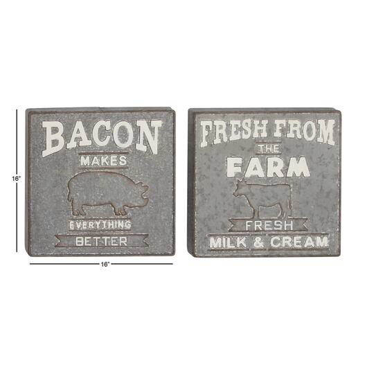 Gray Metal Farmhouse Sign Wall Décor Set